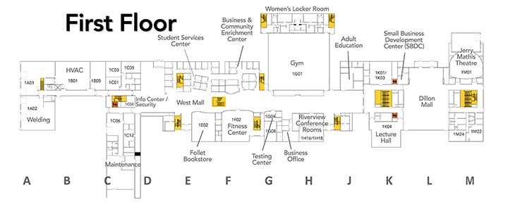 Map of first floor at SVCC