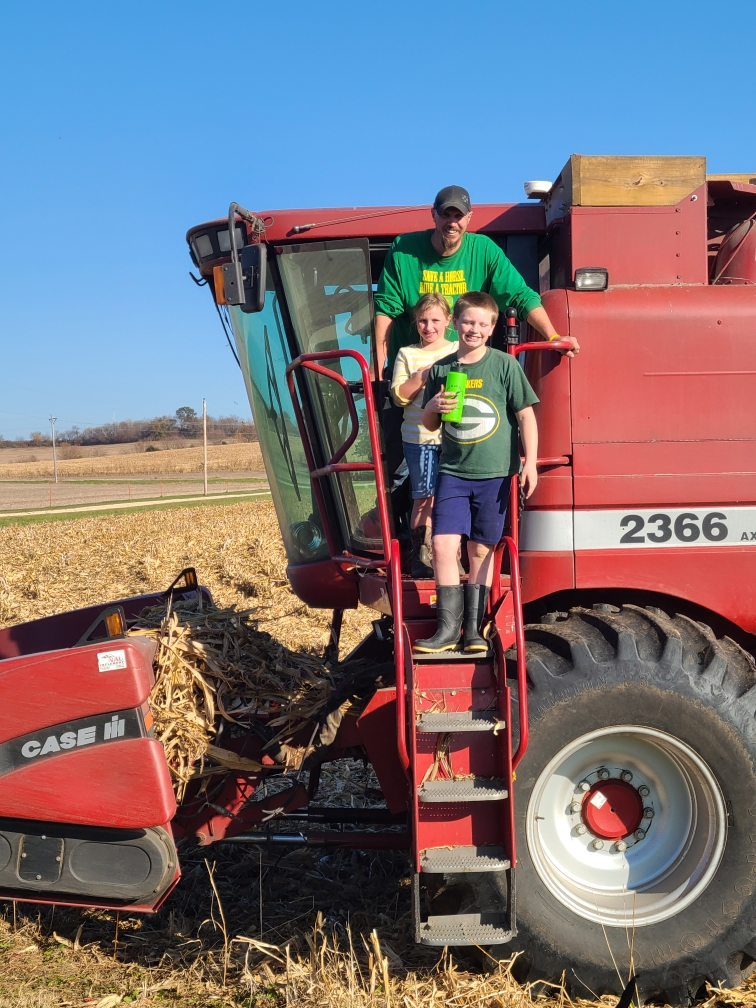 Carroll Co. farmer Adam Bergman and his two children, Shelby and Luke