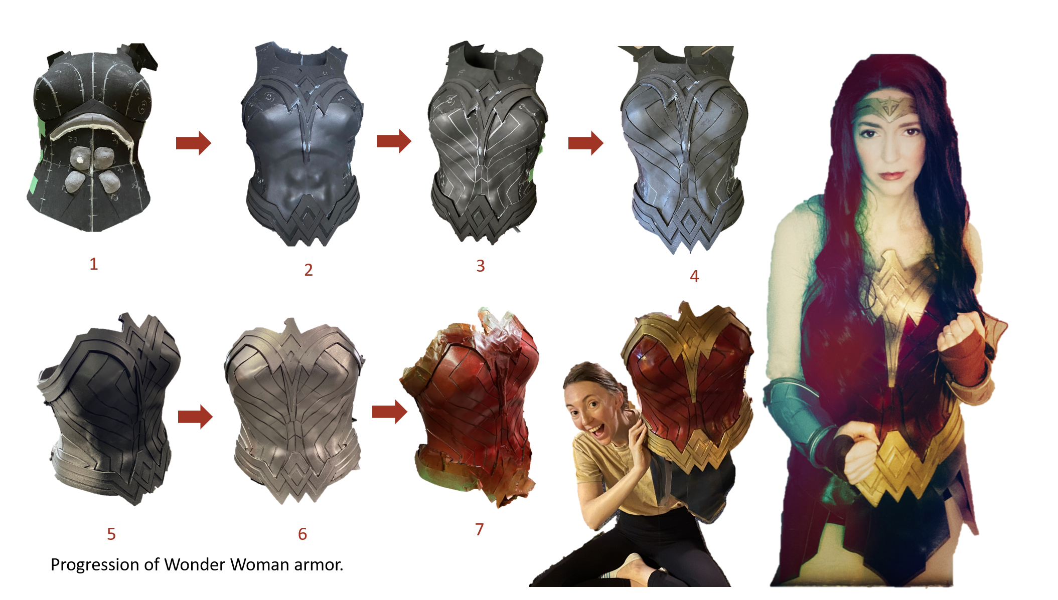 Progression of Wonder Woman armor.