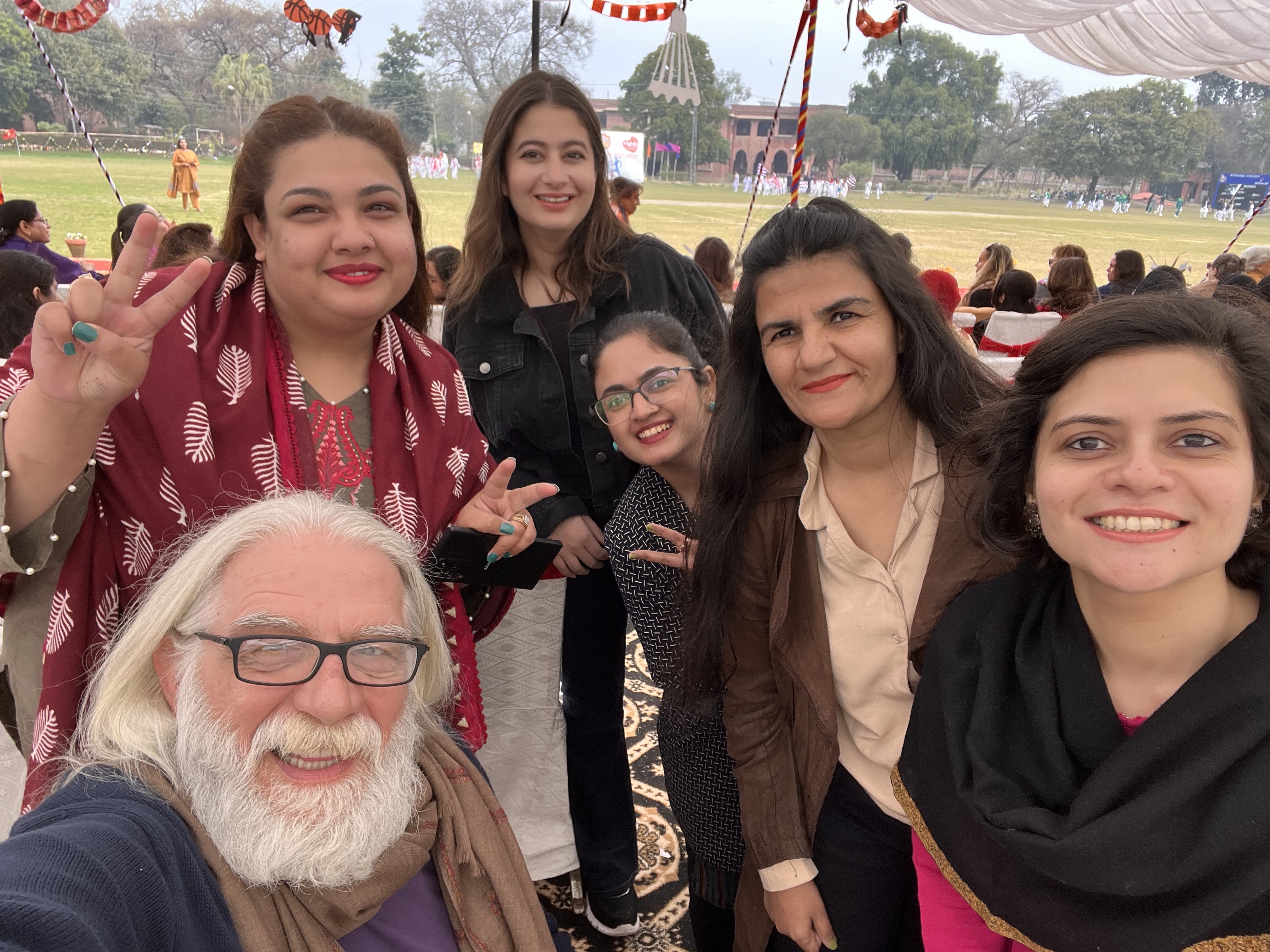 Professor Glenn Bodish and Art and Textile department faculty from Kinnniard College for Women attend Annual Game Day in Lahore, Pakistan.  Photo by Glenn Bodish.