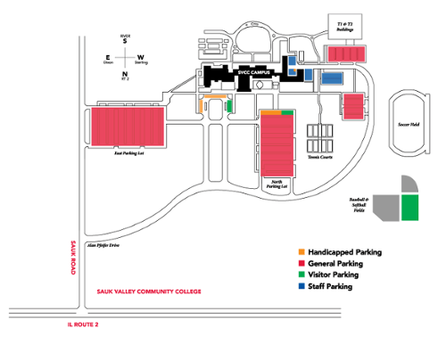 Map of SVCC's parking lots