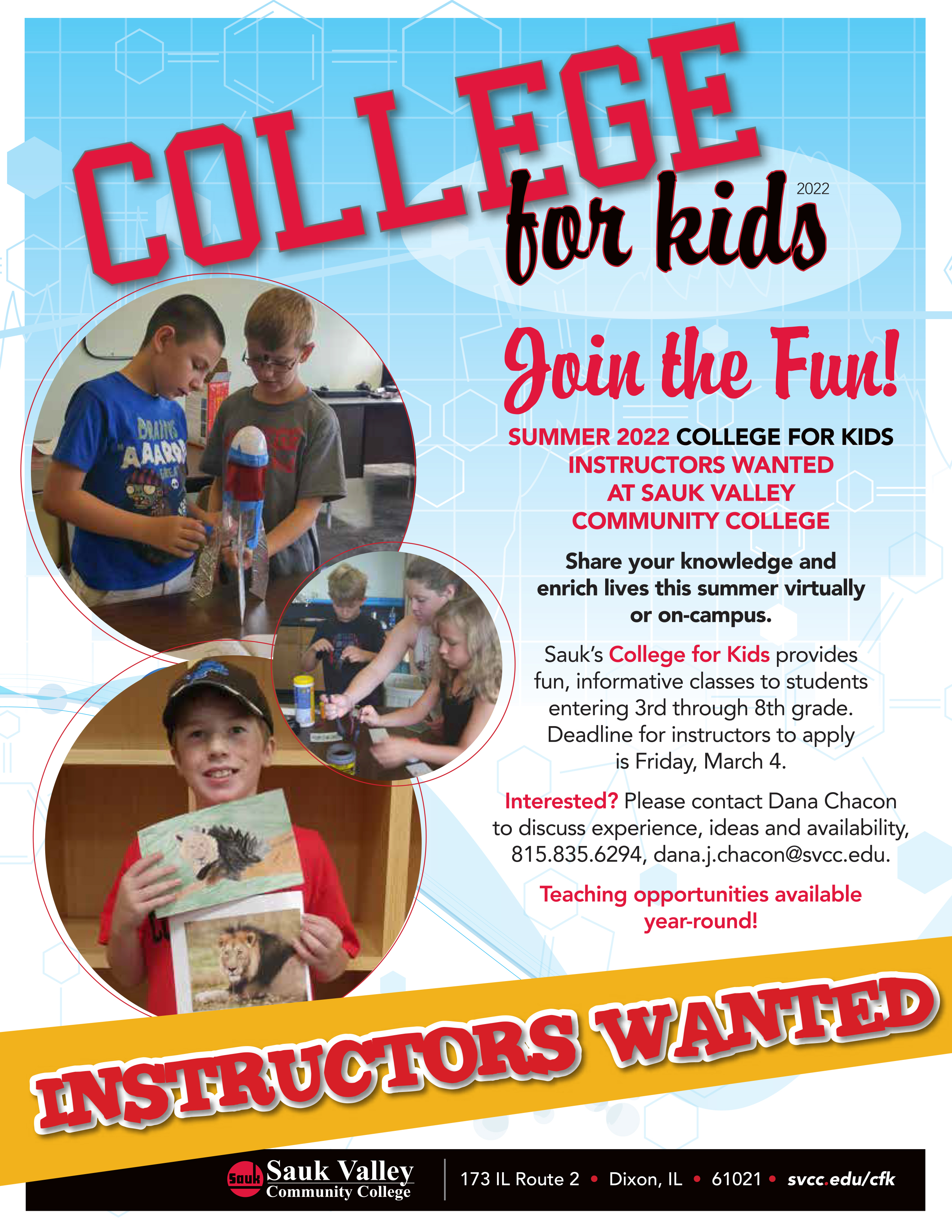 College For Kids 2022 Instructors Needed