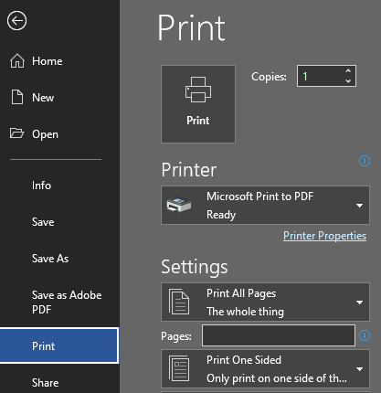 Microsoft Print to PDF