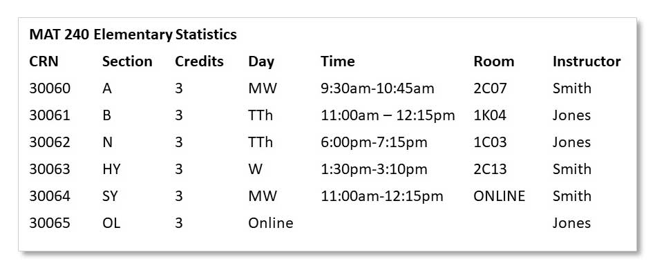 Image of a Course Schedule