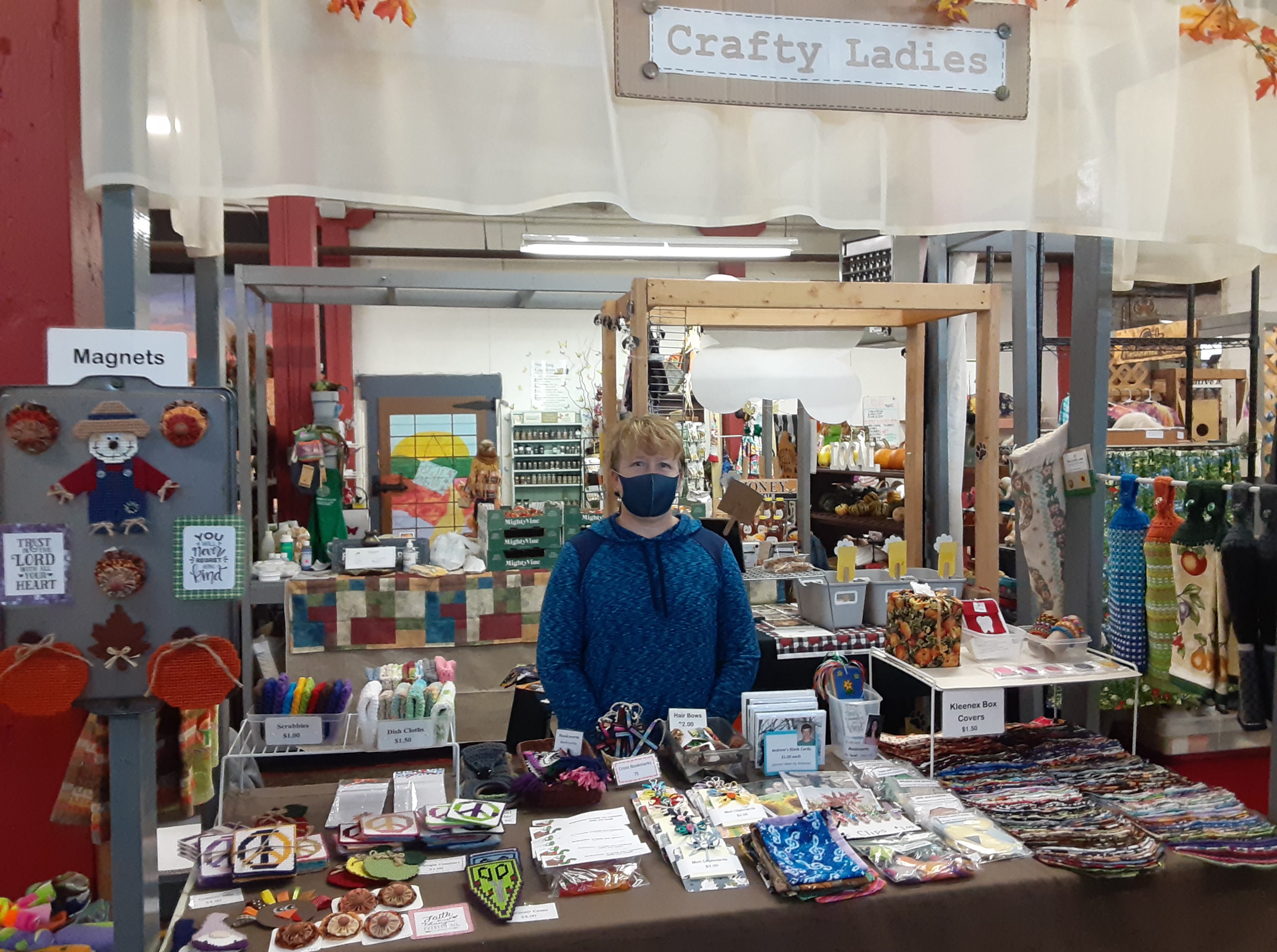 The Crafty Ladies booth at the Twin City Farmer's Market