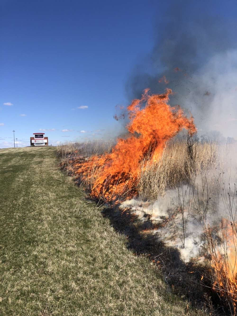 Sauk Prairie burning on April 9th.  Photo courtesy of Rachel Brunner.
