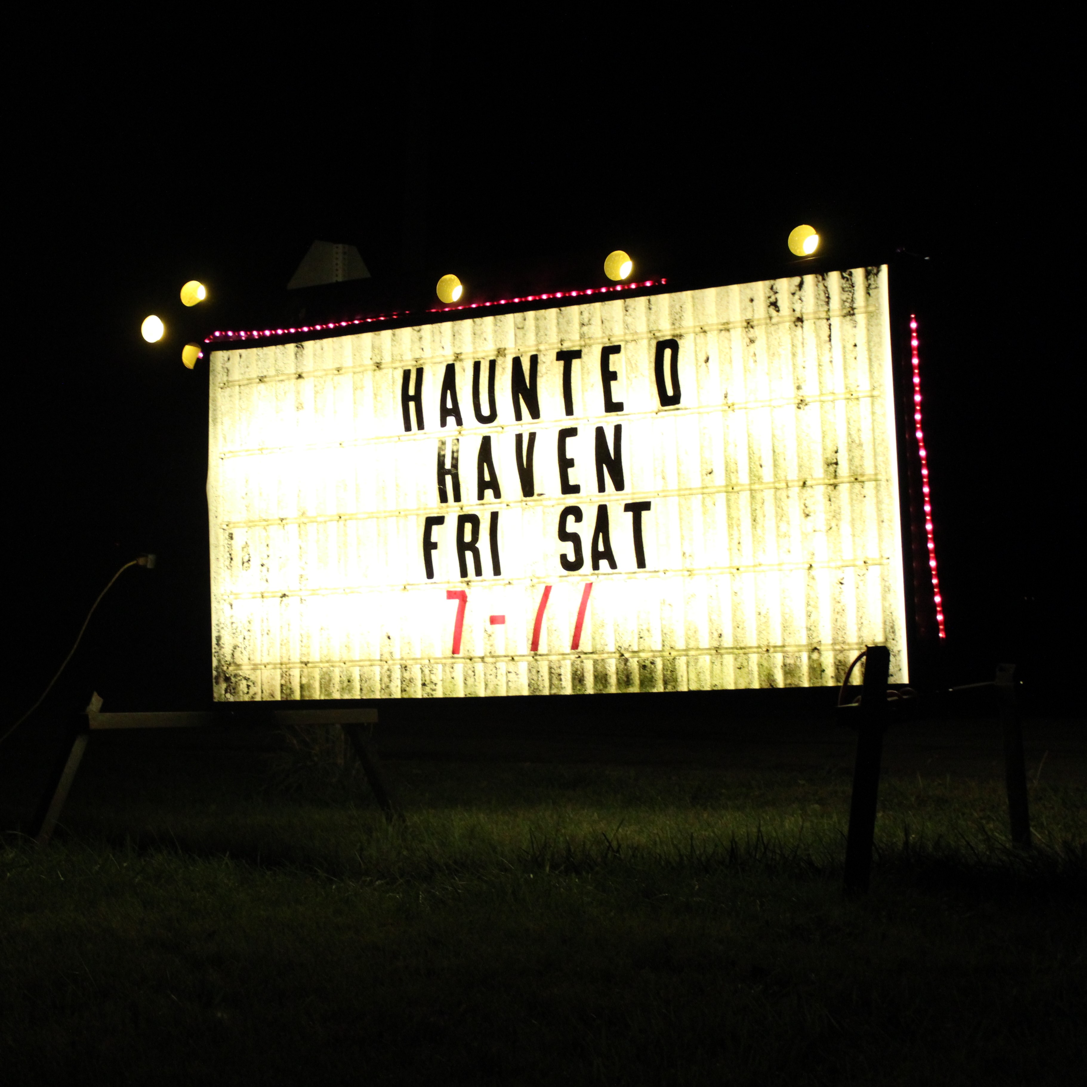 Welcome sign at the entry of Haunted Haven.