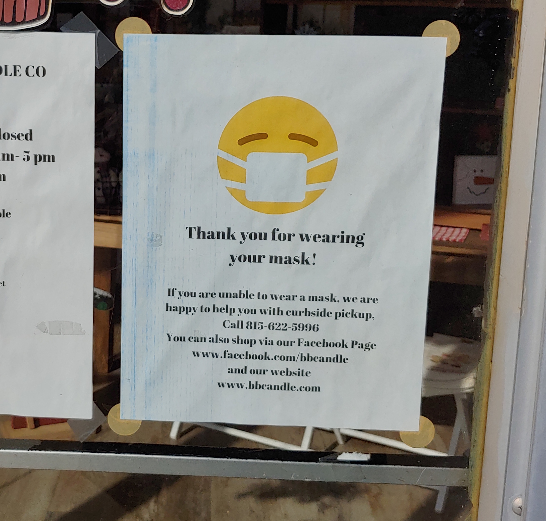 Thank you for wearing a mask sign