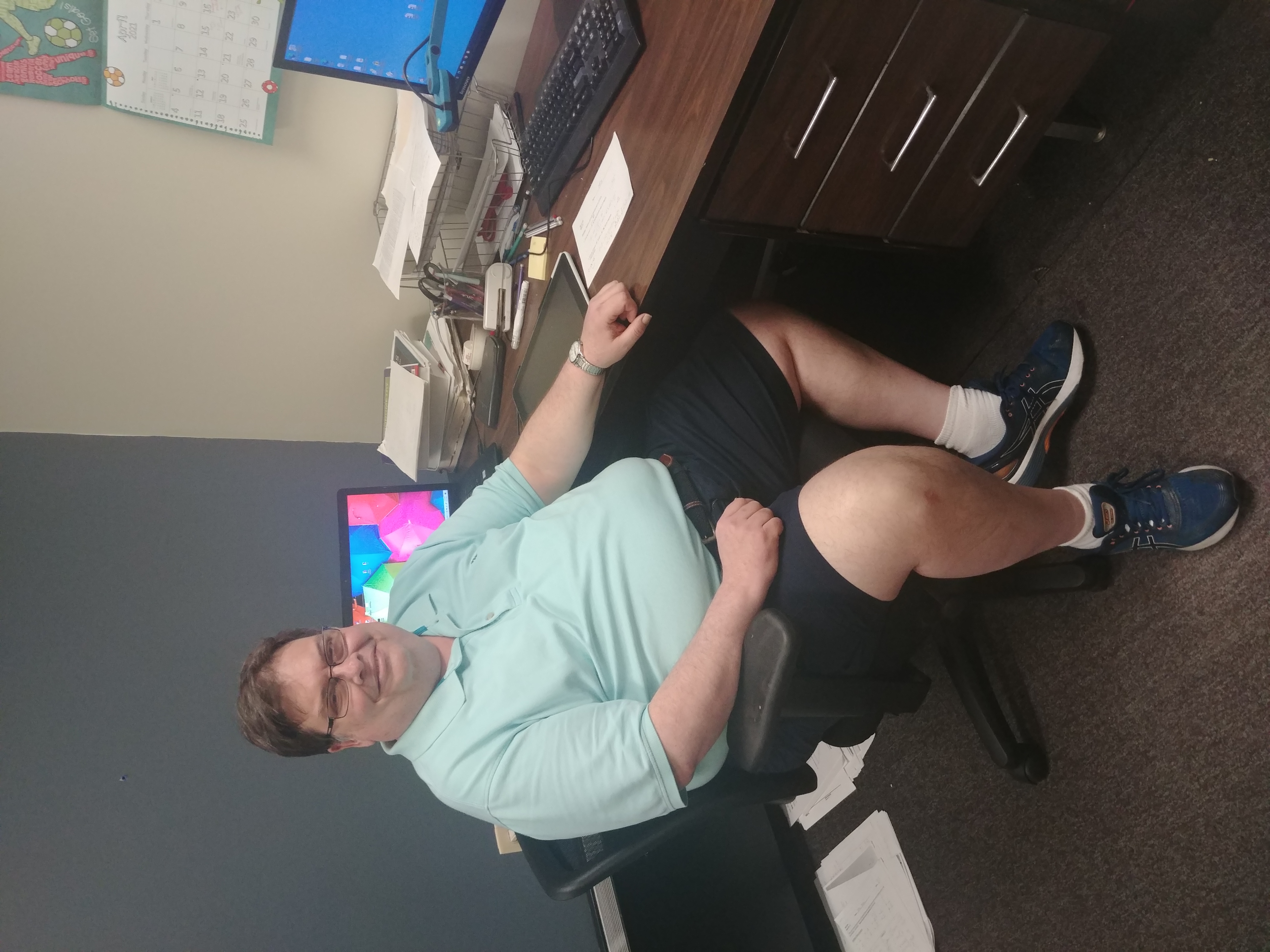 Professor Steve Shaff sits in his office