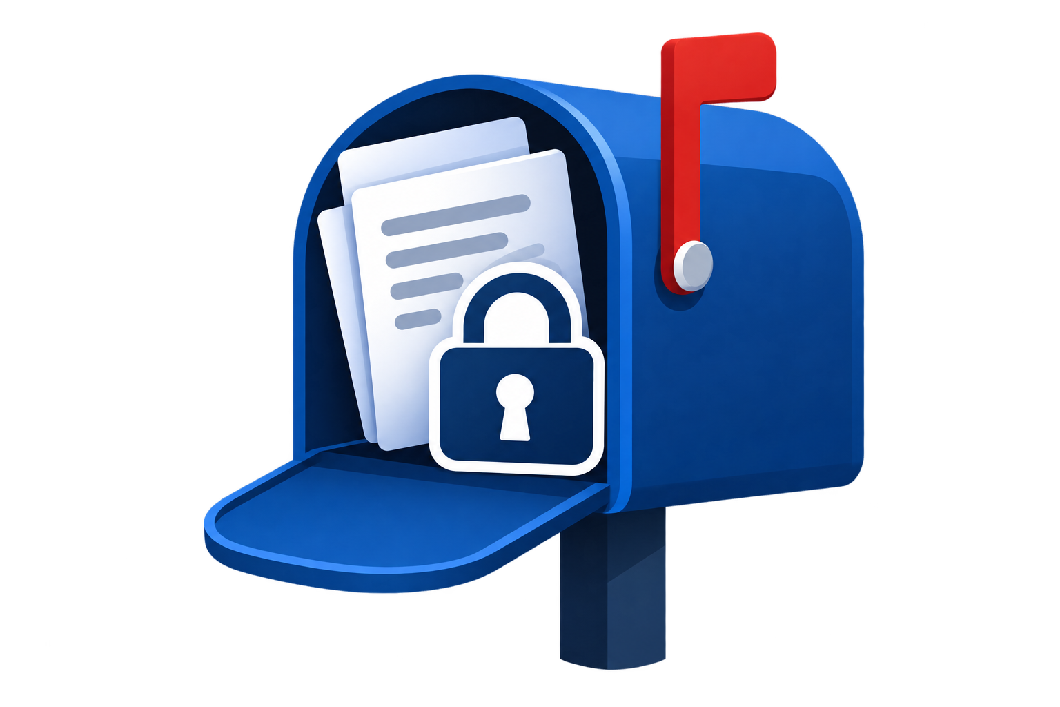 Mailbox with a Padlock showing a secure link to submit financial aid documents