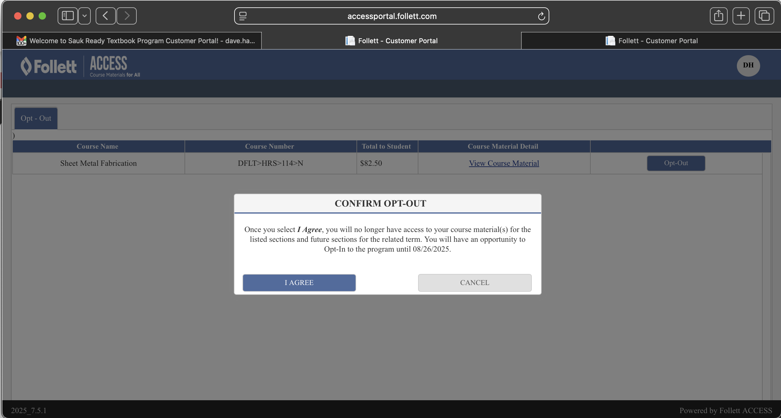 Opt out confirmation